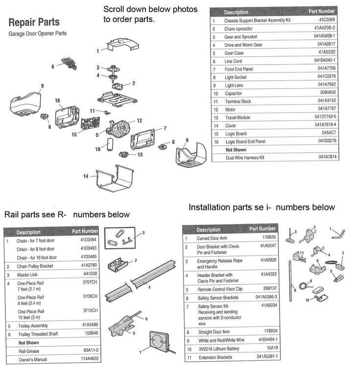 Select Products - Parts - Garage Door Opener Parts (Residential ...