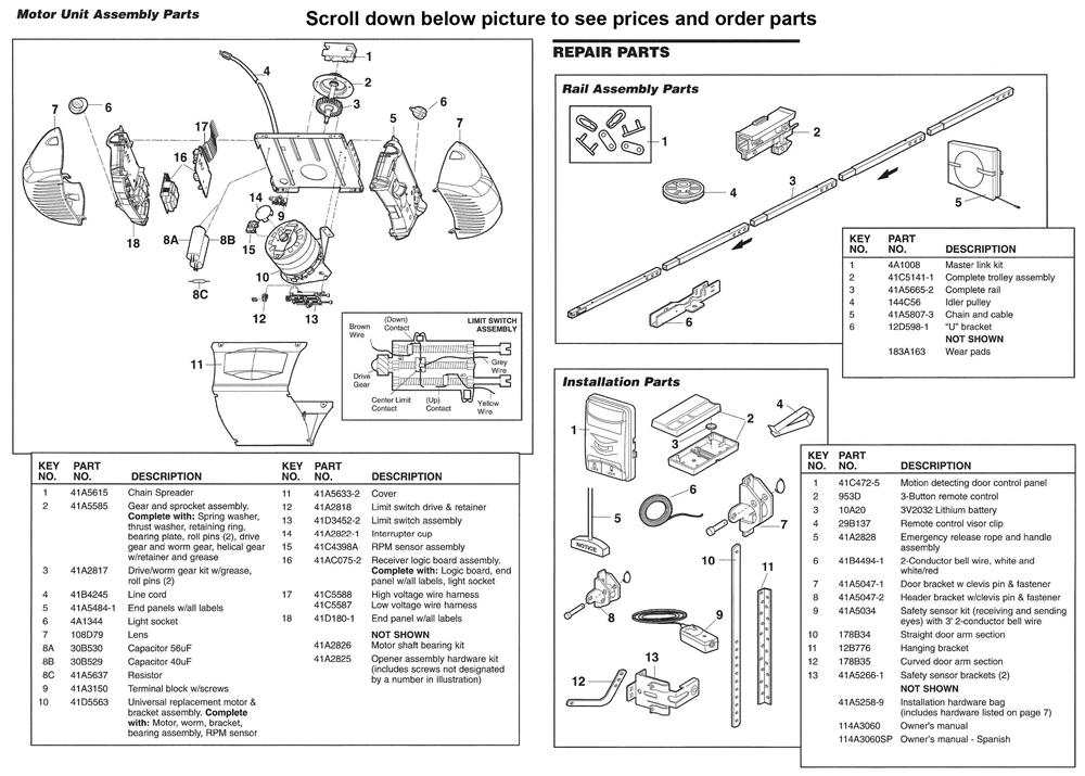 Select Products - Parts - Garage Door Opener Parts (Residential) -  Chamberlain - Chamberlain Chain Drive models PD752D - GateHouseSupplies.com  Chamberlain 4620 Lighting Wiring Diagram    Gatehouse Supplies